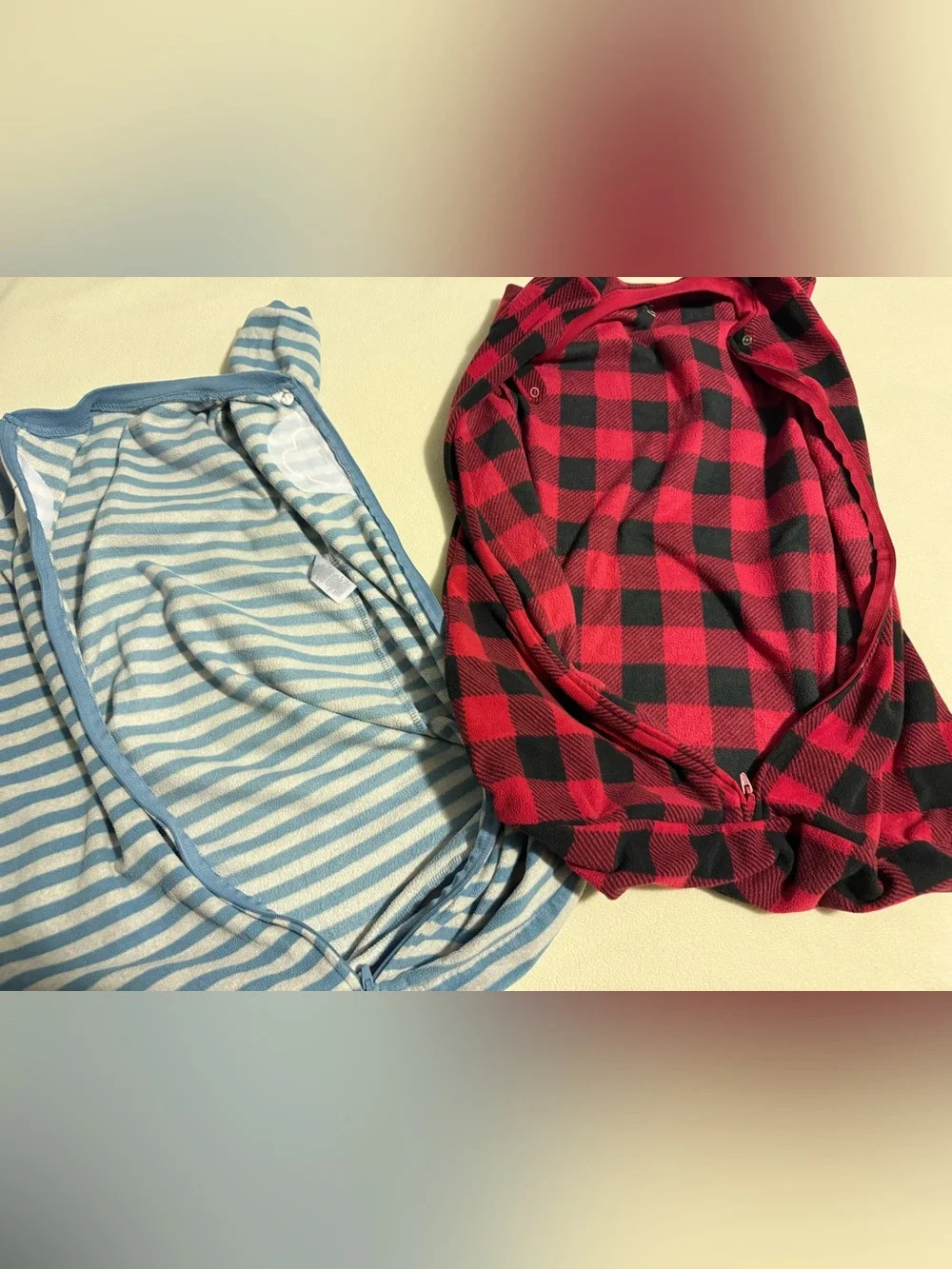 Carter's Soft Fleece Sleep Sacks Bundle (2) - Size 6M (Medium) Plaid Stripes